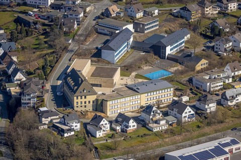 Aerial view, St. Walburga-Realschule und ehemalige Hauptschule, Meschede-Stadt, Meschede,