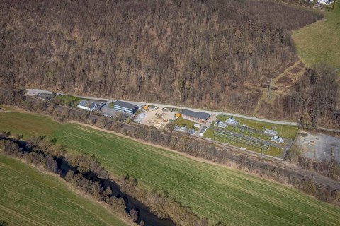 Aerial photograph, EnergieStation Meschede, Sophienweg am Hainberg, Berghausen, Meschede,