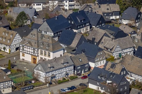 Aerial photo, St. Johannes Catholic Primary School, Eversberg, Meschede, Sauerland, North