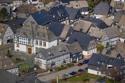 Aerial photo, St. Johannes Catholic Primary School, Eversberg, Meschede, Sauerland, North