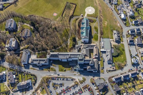 Aerial view, St. Walburga-Krankenhaus Meschede, Meschede-Stadt, Meschede, Sauerland, North