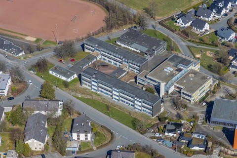 Aerial photo, St. Walburga Hauptschule und Realschule der Stadt Meschede, Meschede-Stadt, Meschede,