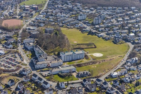 Aerial view, St. Walburga-Krankenhaus Meschede, Meschede-Stadt, Meschede, Sauerland, North