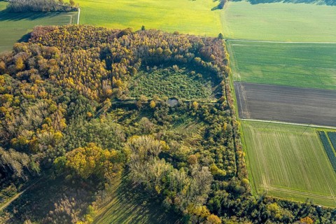 Aerial view, landfill at Koksbeyweg in the district Ostsümmern in Menden, Sauerland, North