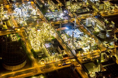 Aerial view, chemical park Marl, chemical zone, Marl, Ruhr area, North Rhine-Westphalia, Germany,