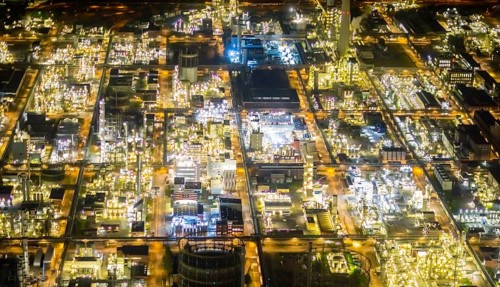 Aerial view, chemical park Marl, chemical zone, Marl, Ruhr area, North Rhine-Westphalia, Germany,