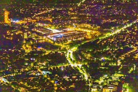 Aerial photography, Marler Stern shopping centre, Marl, Ruhr area, North Rhine-Westphalia, Germany,