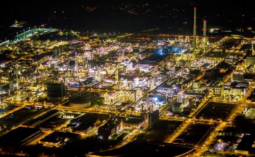 Aerial view, chemical park Marl, chemical zone, Marl, Ruhr area, North Rhine-Westphalia, Germany,