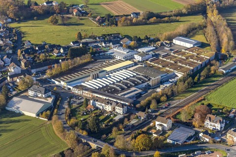 Aerial view, OBO Bettermann company premises in the Fröndenberger Straße industrial estate and