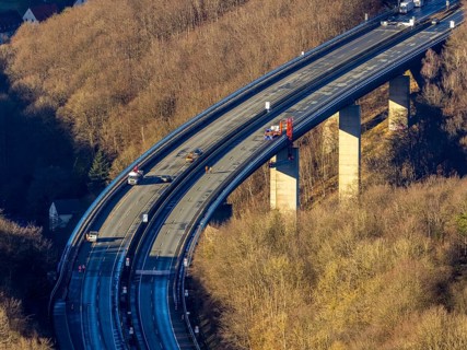 Aerial photograph, construction work with emergency reinforcement on the dilapidated and closed