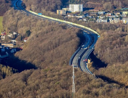 Aerial photograph, construction work with emergency reinforcement on the dilapidated and closed