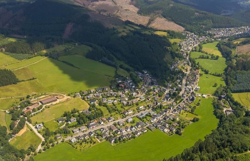 Aerial view, local view Kickenbach and Langenei, Altenhundem, Lennestadt, Sauerland, North