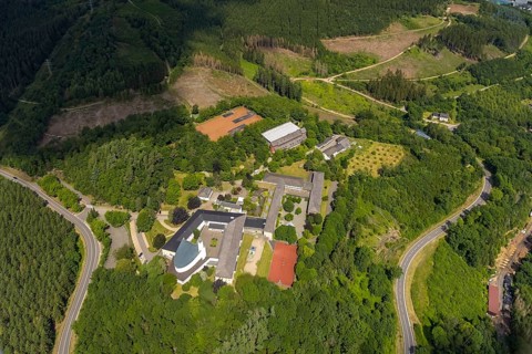 Aerial view, Jugendhof Pallotti and Private Gymnasium Maria Königin, Altenhundem, Lennestadt,