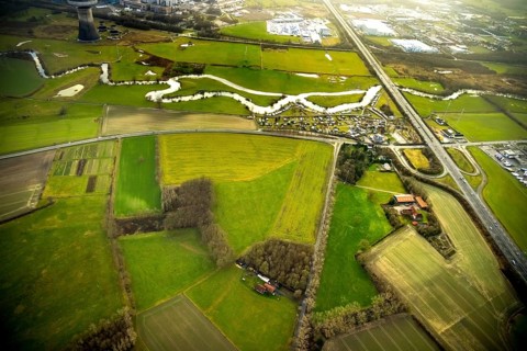 Aerial view of the planned industrial area Westfalen Hamm/Lippetal east of the Hamm-Uentrop