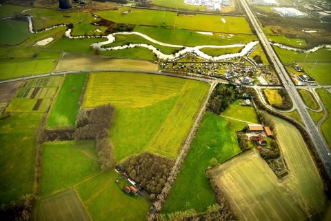 Aerial view of the planned industrial area Westfalen Hamm/Lippetal east of the Hamm-Uentrop