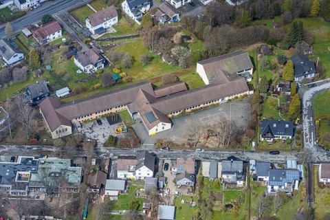 Aerial photo, primary school Littfeld, Littfeld, Kreuztal, Sauerland, North Rhine-Westphalia,
