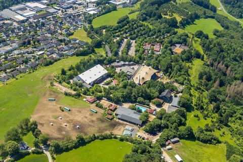 Aerial view, Elspe-Festival-Gelände, Elspe, Lennestadt, Sauerland, North Rhine-Westphalia, Germany,