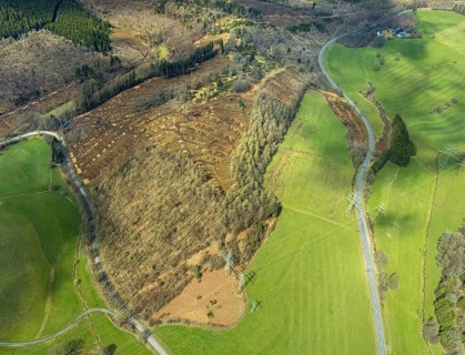 Aerial view, forest damage at Kihlenberg, Kruberg, Kirchhundem, Sauerland, Olpe district, North