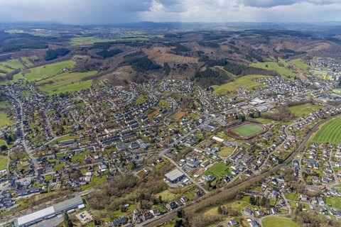 Aerial view, local view Eichen and Stendenbach, Eichen, Kreuztal, Sauerland, North