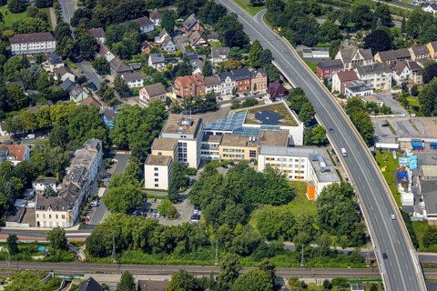 Aerial view, town hall Kamen city administration at the Hochstraße in Kamen, Ruhr area, North