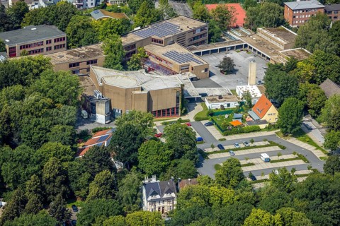 Aerial photo, Städtisches Gymnasium Kamen, Kolonie Tannenberg, Kamen, Ruhr area, North