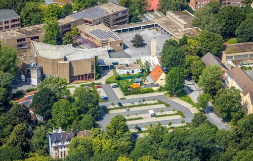 Aerial photo, Städtisches Gymnasium Kamen, Kolonie Tannenberg, Kamen, Ruhr area, North