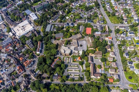 Aerial photo, Städtisches Gymnasium Kamen, Kolonie Tannenberg, Kamen, Ruhr area, North