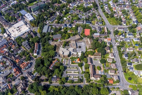 Aerial photo, Städtisches Gymnasium Kamen, Kolonie Tannenberg, Kamen, Ruhr area, North