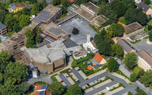 Aerial photo, Städtisches Gymnasium Kamen, Kolonie Tannenberg, Kamen, Ruhr area, North