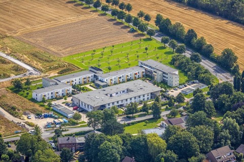 Aerial view, Peter and Paul retirement home in the Methler district, Kamen, Ruhr area, North