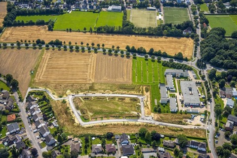 Aerial view, Peter and Paul retirement centre and construction site of a climate protection