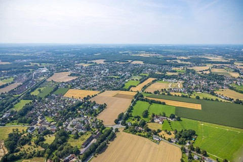 Aerial view, Peter and Paul retirement centre and construction site of a climate protection