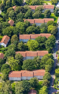 Aerial view, terraced housing estate between Carl-Bosch-Straße and Heimstraße in the Methler