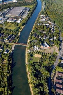 Aerial view, Steinmeister's beer garden - Oskar am Kanal in the district Unser Fritz in Herne, Ruhr