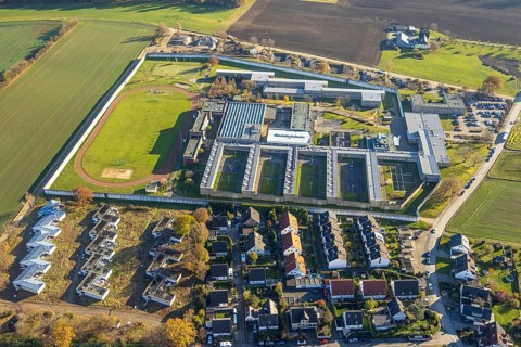 Aerial view, Iserlohn Prison on Heidestrasse in the Drüpplingsen district of Iserlohn, Sauerland,