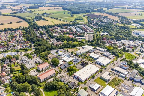 Aerial view, commercial area Felix-Wankel-Straße in the district Heeren-Werve, Kamen, Ruhr area,