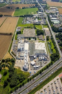 Aerial view, commercial area Unna / Kamen with 3M Deutschland GmbH, Kamen, Ruhr area, North