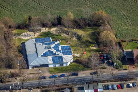 Aerial view, Kindergarten AWO Friedhofstraße, Freiberg, Holzwickede, Ruhr area, North
