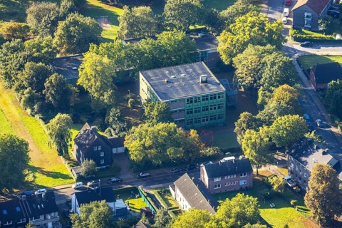 Aerial view, Städt. Kindergarten Drögenkamp in the district Baukau-West in Herne, Ruhr area, North