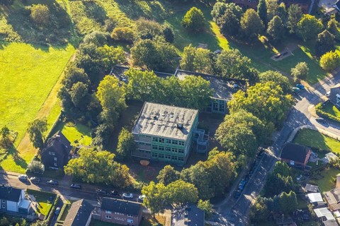 Aerial view, Städt. Kindergarten Drögenkamp in the district Baukau-West in Herne, Ruhr area, North