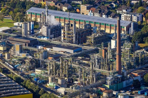 Aerial view, Evonik Industries AG in the district Eickel in Herne, Ruhr area, North