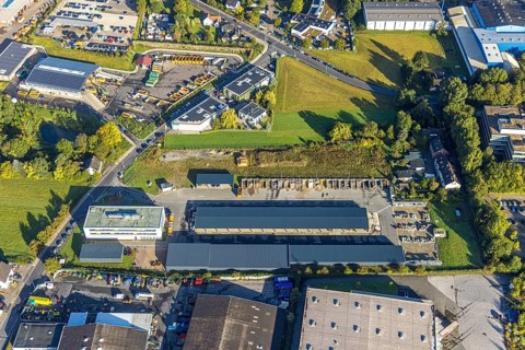 Aerial view, recycling centre Herne and new central depot on Meesmannstraße in the district of