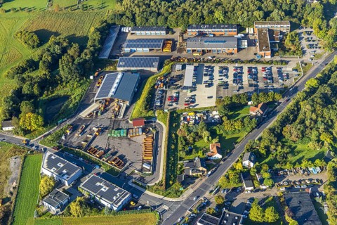 Aerial view, recycling centre Herne in the district Holsterhausen in Herne, Ruhr area, North