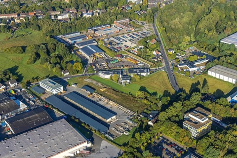 Aerial view, Herne recycling centre and new central depot on Meesmannstraße in the district of