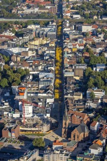 Aerial view, construction site and new building Europaplatz and Europagarten with Kreuzkirche and