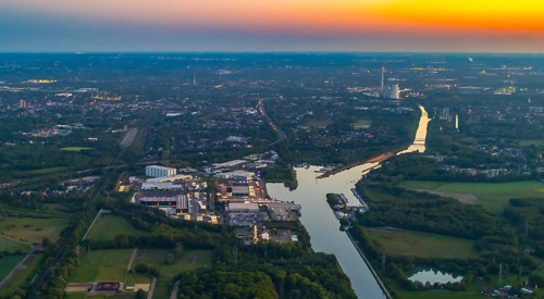 Aerial view, Herner Meer, Rhine-Herne Canal, Friedrich der Große industrial estate, Herne-East