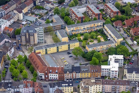 Aerial view, HülsmannSiedlung im Sud- und Treberviertel, Eickel, Herne, Ruhr area, North