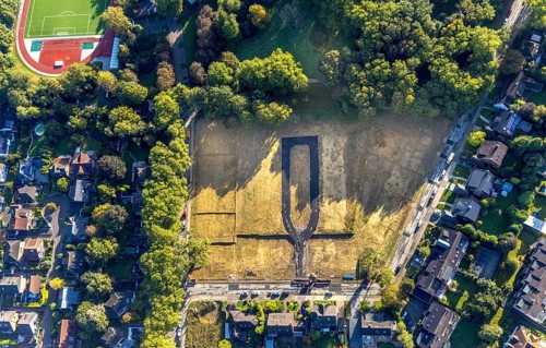 Aerial view, construction area Schäferstraße corner Am Stadtgarten for a residential quarter in the