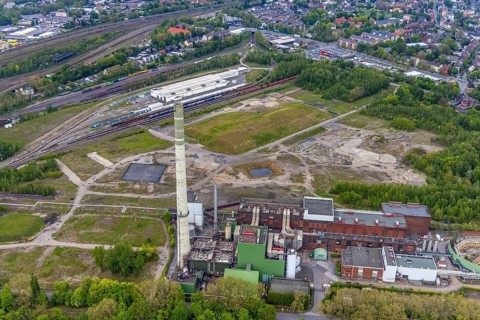 Aerial view, construction site of new Stadler Rail Vehicles branch, former General Blumenthal mine