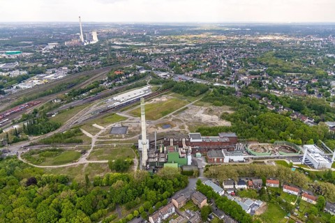 Aerial view, construction site of new Stadler Rail Vehicles branch, former General Blumenthal mine